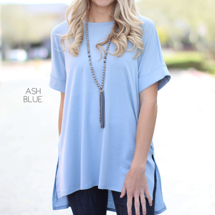 Cuffed Side Slit Tunic | 1XL-3XL