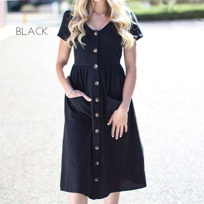 Short Sleeve Button Midi | S-XL