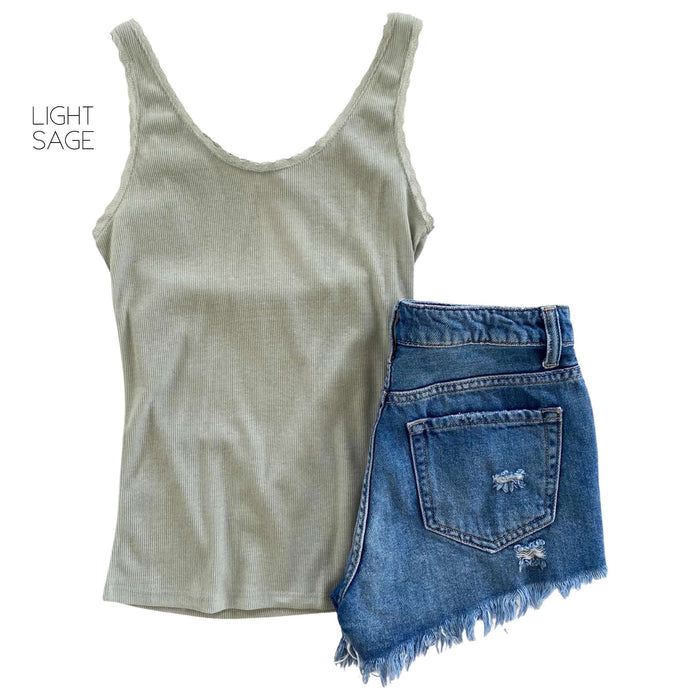 Lace Detail Ribbed Tank