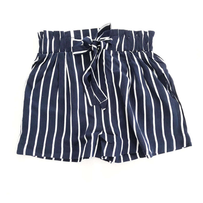 Flowy Striped Tie Front Shorts