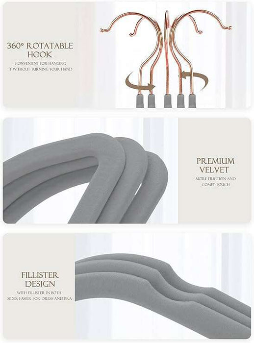 Velvet Hangers 50 Pack, Non-Slip Velvet Hangers with 360 Degree Swivel Hook