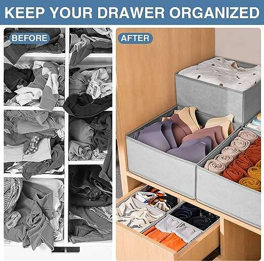 Drawer Organizer for Clothing, 12 Pack Sock Underwear Drawer Organizer Bins