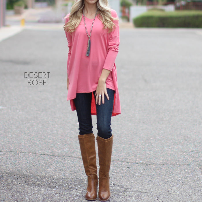 V-Neck Side Slit Tunic | S-XL