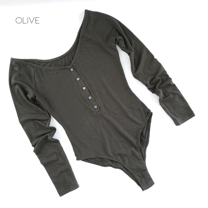 Long Sleeve Henley Bodysuit