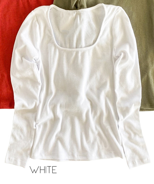 Ribbed Layering Top | S-XL | Ribbed Cotton Knit | Form-Fitting Silhouette | Stylish Square Neck Design