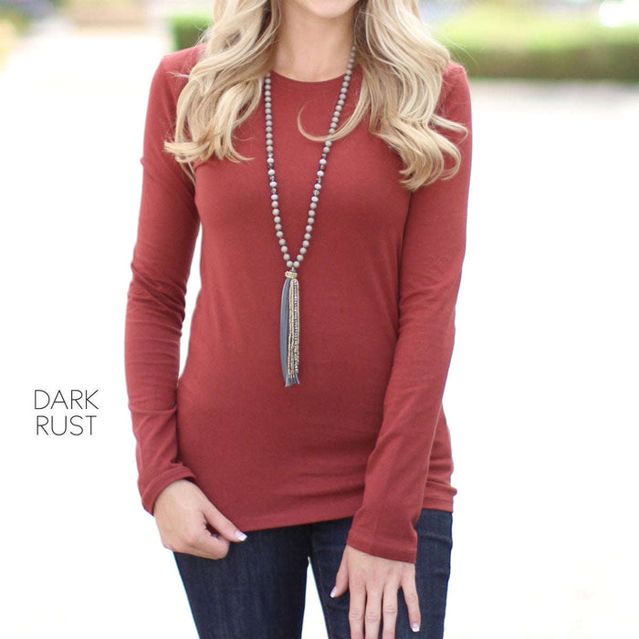 Long Sleeve Layering Top - Red / S