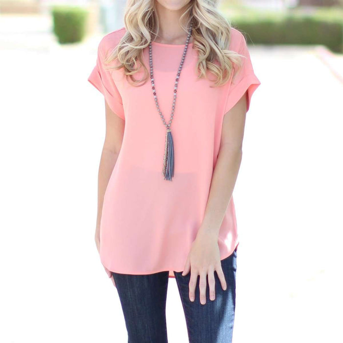 Lightweight Cuff Sleeve Blouse | S-XL