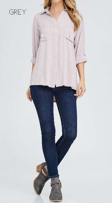 Relaxed Roll Sleeve Blouse | S-XL