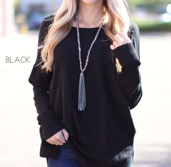 Wide Neck Sweater Tunic | S-3XL