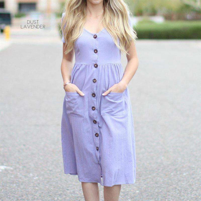 Short Sleeve Button Midi | S-XL