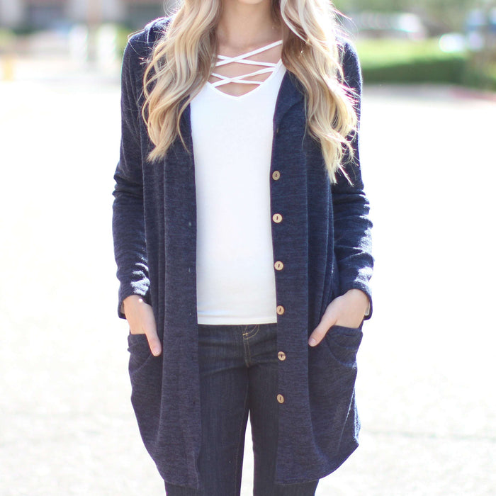 Button Cardigan Hoodie | S