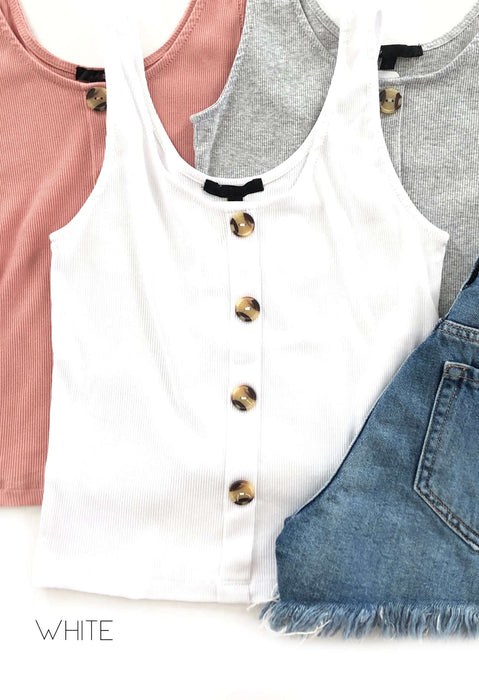 Ribbed Button Tank